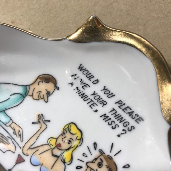 vintage risque trinket dish with gold trim - Picture 2 of 4